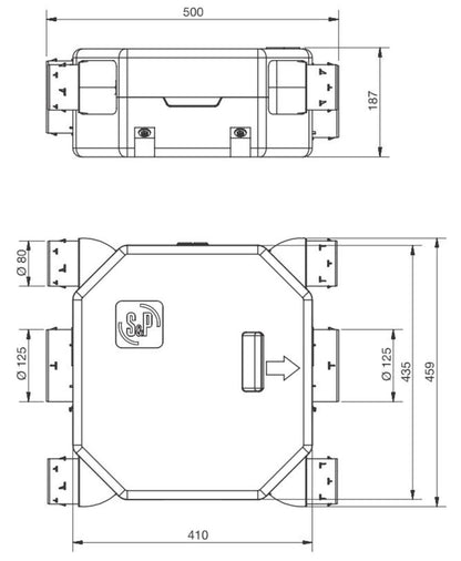 S&P OZEO FLAT H ECOWATT R8 Zentrale Abluftbox - SÜD AIR